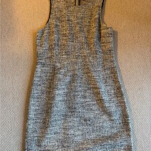 Theory Textured Gray and White Tweed Dress